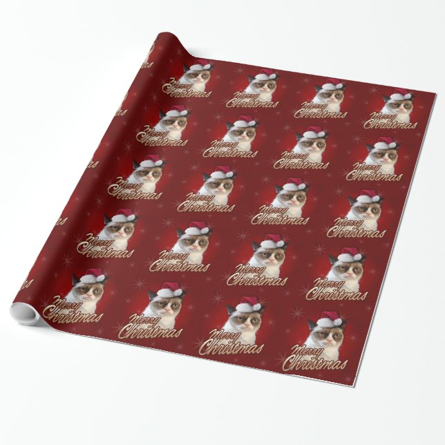 Grumpy Cat God jul Wrapping Papper Presentpapper (Utrullad)