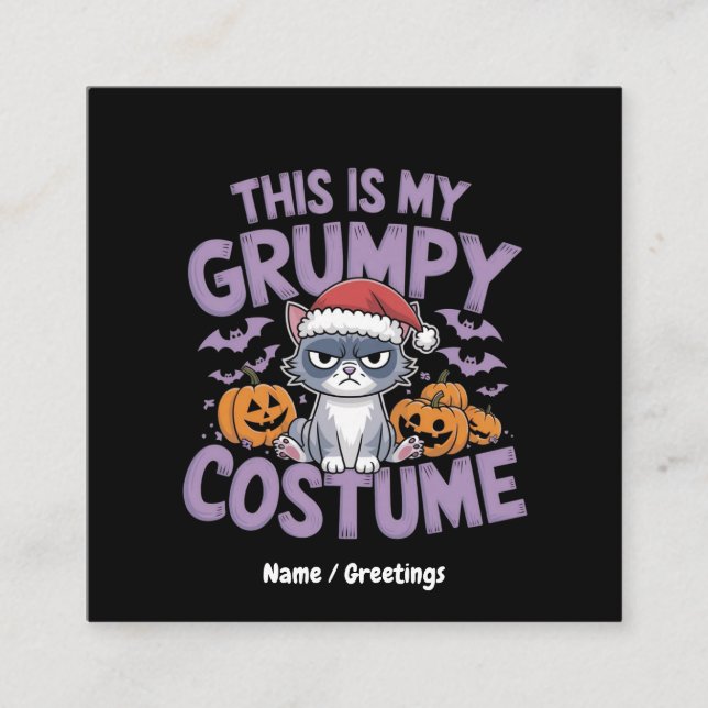 Grumpy Cat Halloween Costume Funny Holiday Animal  Fyrkantigt Visitkort (Framsida)