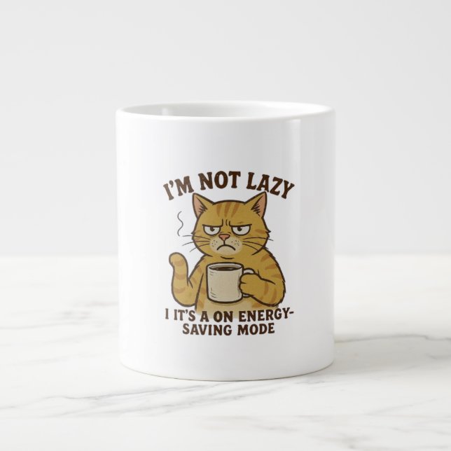 Grumpy Cat i Energisparläge Mugg Jumbo Mugg (Framsidan)