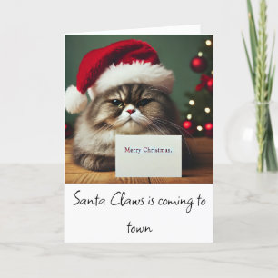 Grumpy cat i julhatt, roligt julkort tack kort