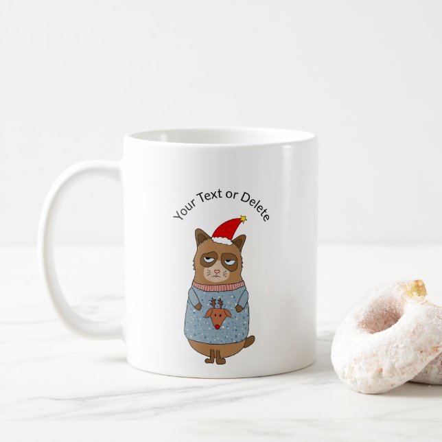 Grumpy Cat Ikonisk Ful Jultröja Kaffe Mugg (Med munk)
