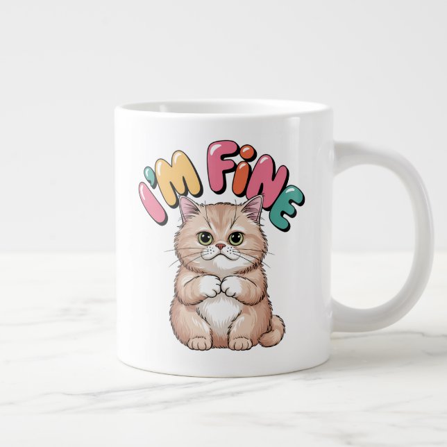 Grumpy Cat "I'm Fine" Funny Cartoon Shirt Jumbo Mugg (Höger)