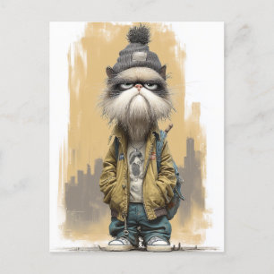 Grumpy Cat in Streetwear Vykort