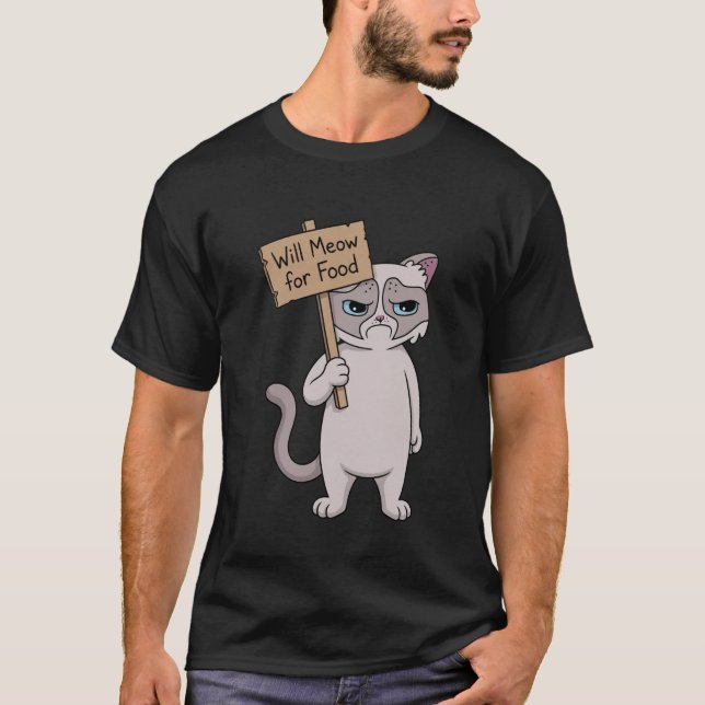 Grumpy Cat - Kommer Meja för Mat T Shirt (Framsida)