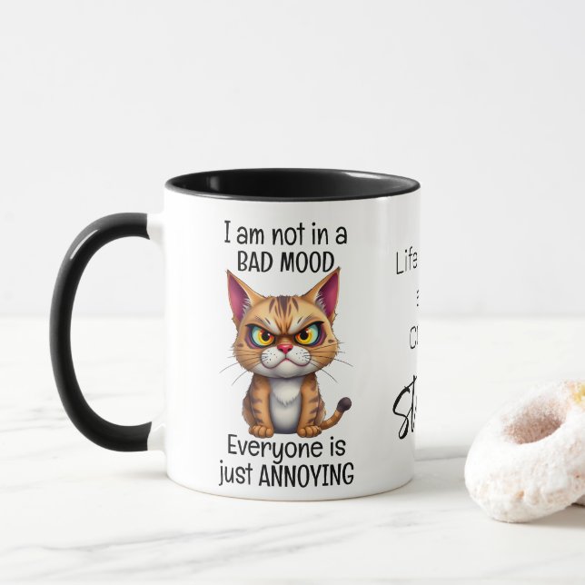Grumpy Cat Life börjar efter kaffefoncitat Mugg (Med munk)