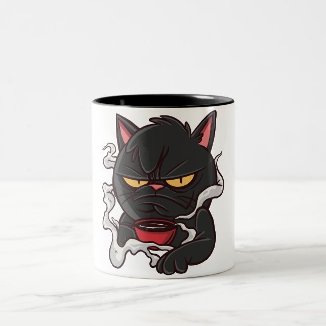 Grumpy Cat med kaffe Två-Tonad Mugg (Center)