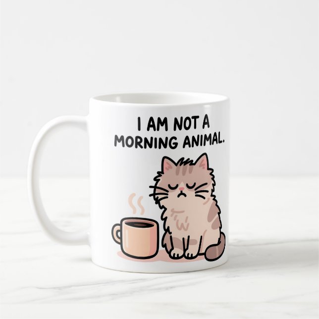 Grumpy Cat Morning Humor Kaffemugg (Vänster)