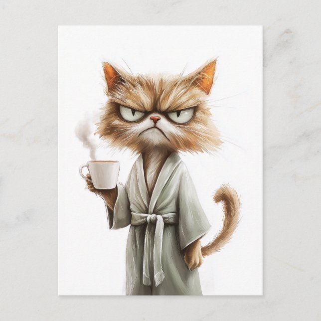 Grumpy Cat Needs Coffee Helg Vykort (Framsida)