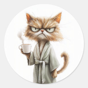 Grumpy Cat Needs Coffee Runt Klistermärke
