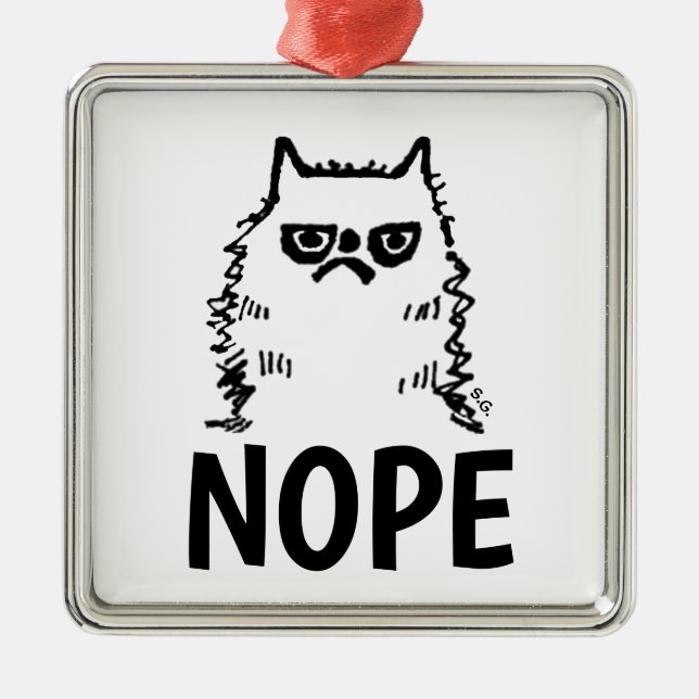 GRUMPY CAT, NOPE CHISTMAS ORNATIONS JULGRANSPRYDNAD METALL (Framsidan)