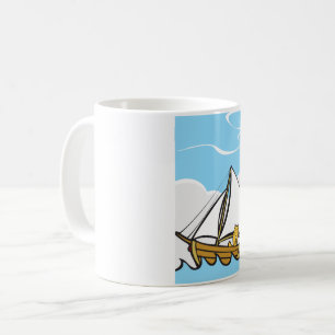 Grumpy Cat på en Sailboat Funny Nautical Tecknad Kaffemugg