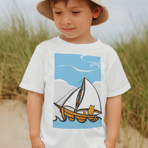 Grumpy Cat på en Sailboat Funny Nautical Tecknad T Shirt