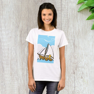 Grumpy Cat på en Sailboat Funny Nautical Tecknad T Shirt