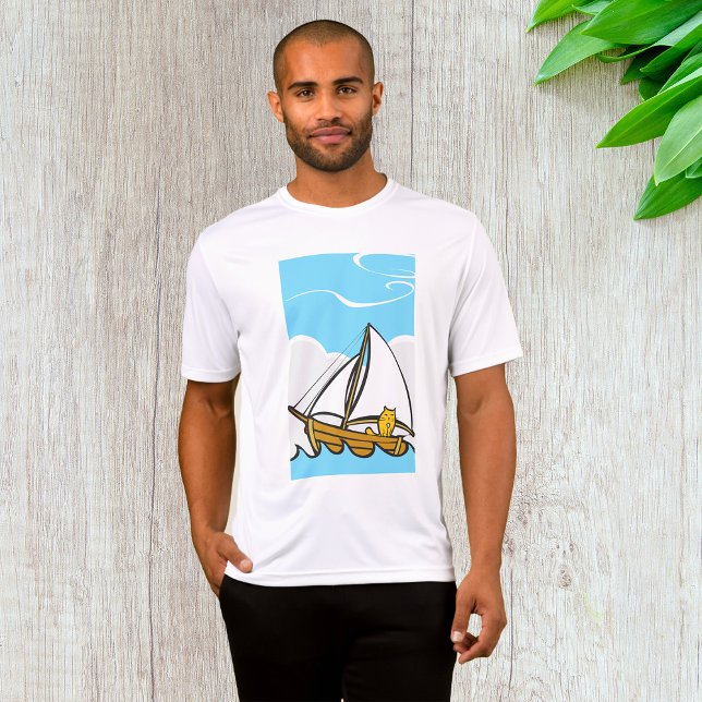 Grumpy Cat på en Sailboat Funny Nautical Tecknad T Shirt (Skapare uppladdad)