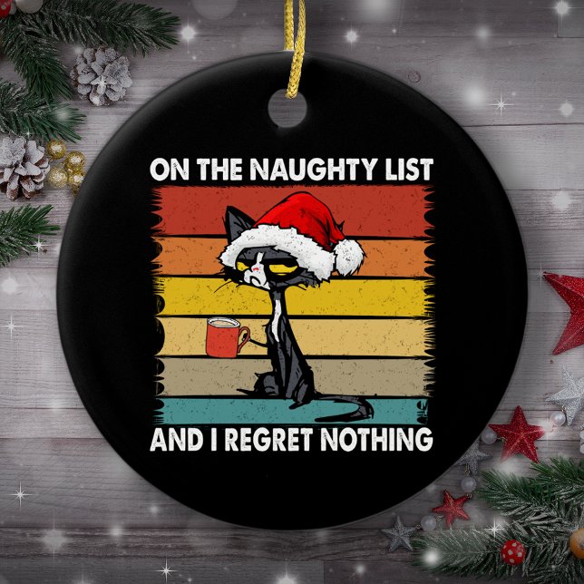Grumpy Cat på Naughty List Julgran Julgransprydnad Keramik (Skapare uppladdad)
