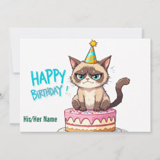 Grumpy Cat på tårta Kort