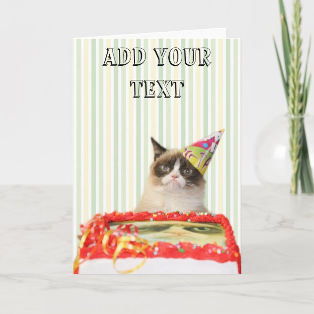 Grumpy Cat Party Greeting Card - Anpassade Kort (Framsida)