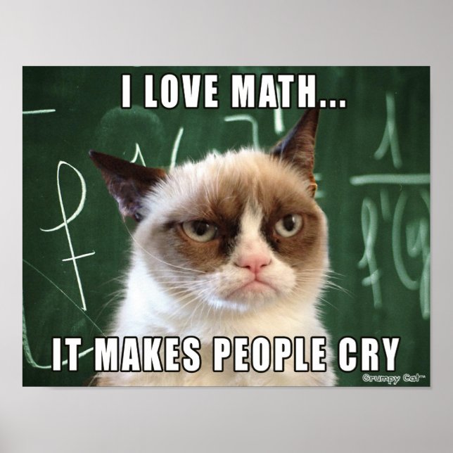 Grumpy Cat Poster - I kärlek math får folk att grå (Framsidan)