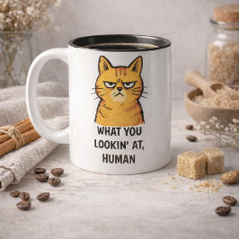 Grumpy Cat –“Vad tittar du på, människa” Roligt Två-Tonad Mugg