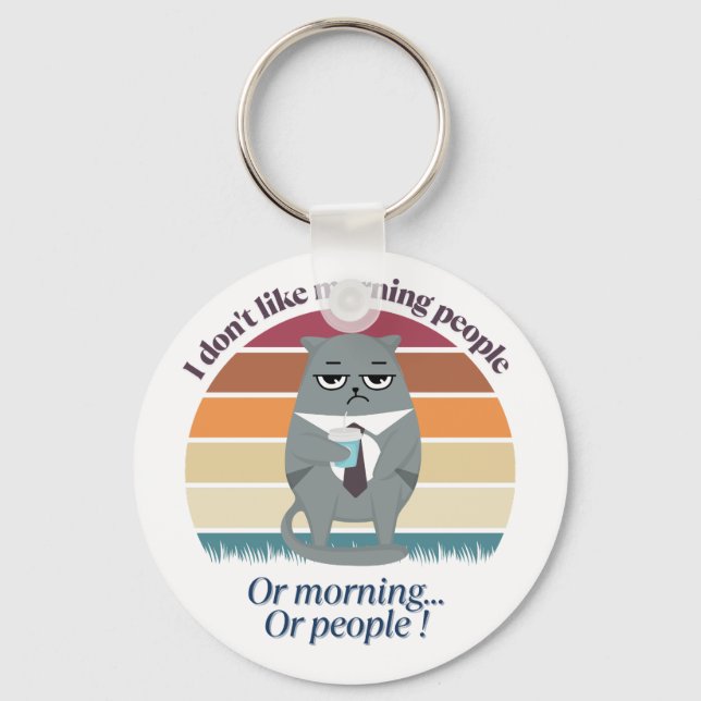 Grumpy Catful Coffee Morgon Humor Design Nyckelring (Framsida)
