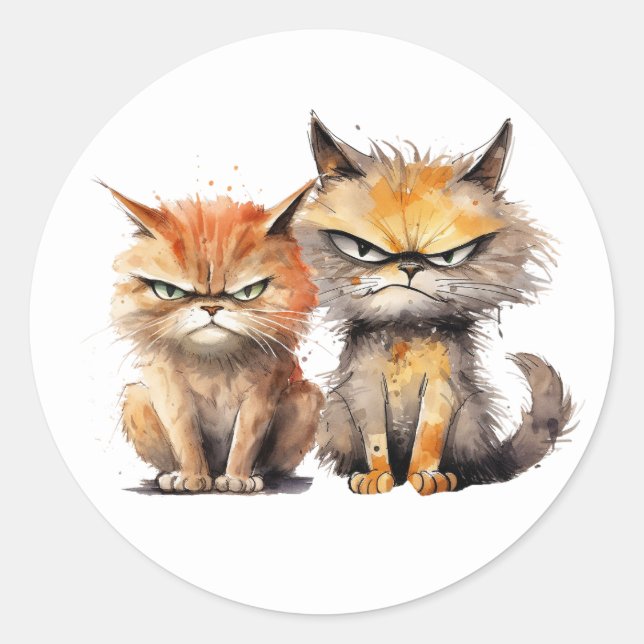 Grumpy Cats Stickers Runt Klistermärke (Framsida)