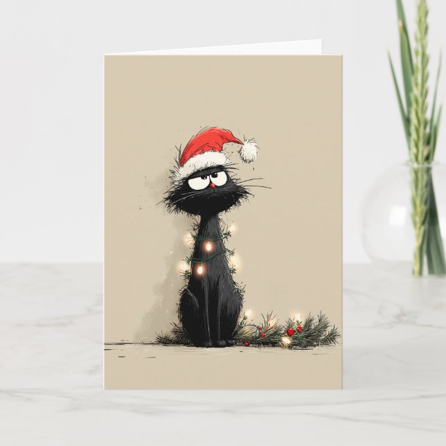 Grumpy Christmas Cat Mood Kort (Framsida)