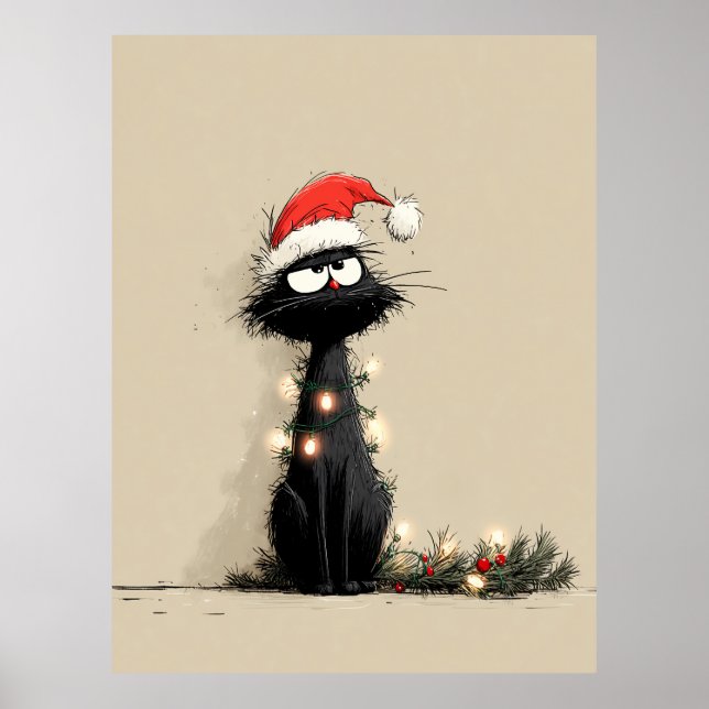Grumpy Christmas Cat Mood Poster (Framsidan)