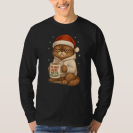Grumpy Christmas Cat with Santa Hat T Shirt