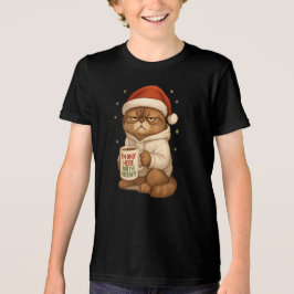 Grumpy Christmas Cat with Santa Hat T Shirt