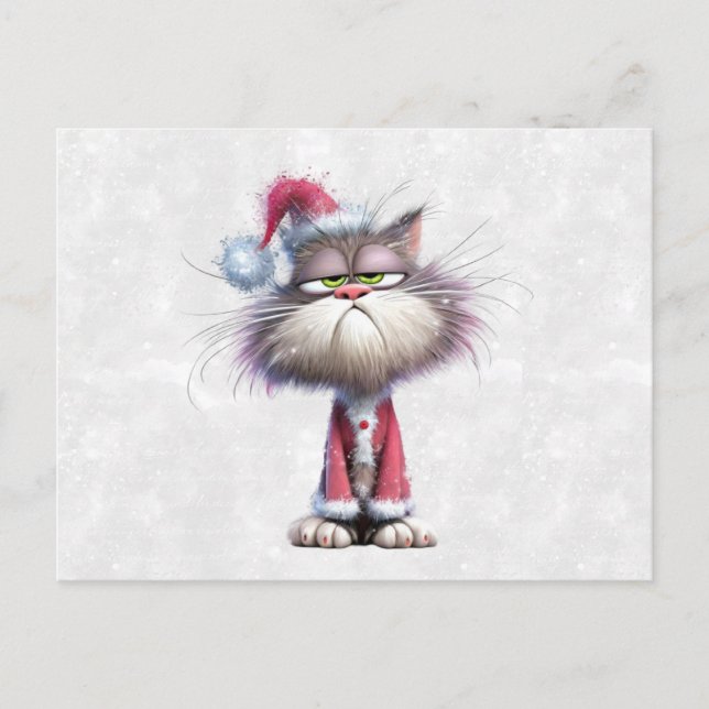 Grumpy Christmas Kitten Vykort (Framsida)