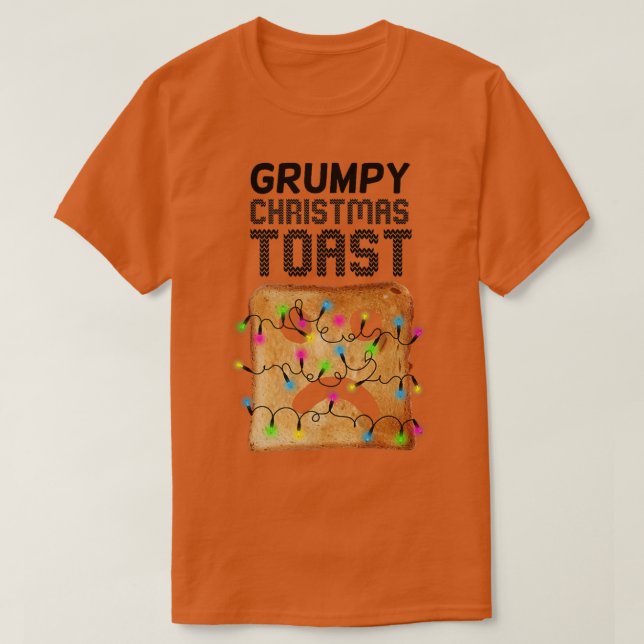Grumpy Christmas Toast Bread Face Christmas Lights T Shirt (Design framsida)