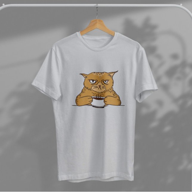 Grumpy Coffee Cat T Shirt (Skapare uppladdad)