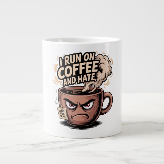 Grumpy Coffee Mugg - I Springa på kaffe och Hate Jumbo Mugg (Framsidan)