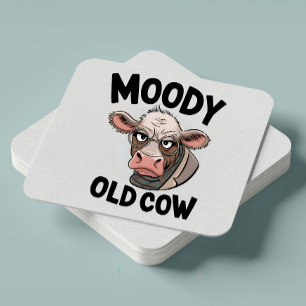 Grumpy Cow Älskare Gift Sarcastic Farmer Squar Underlägg Papper Kvadrat