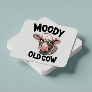 Grumpy Cow Älskare Gift Sarcastic Farmer Squar Underlägg Papper Kvadrat