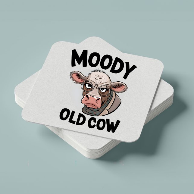 Grumpy Cow Älskare Gift Sarcastic Farmer Squar Underlägg Papper Kvadrat (Skapare uppladdad)