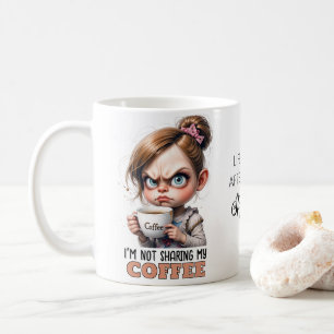 Grumpy Cute Girl Drinking Coffee Funny Quote Kaffemugg