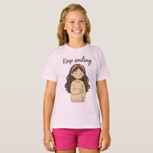 Grumpy Cute Girl Sticker - Long Hair & Oversized T Shirt