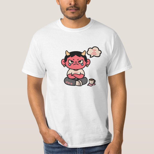 Grumpy Cute Oni - "helvetet är milt idag" T Shirt (Framsida)