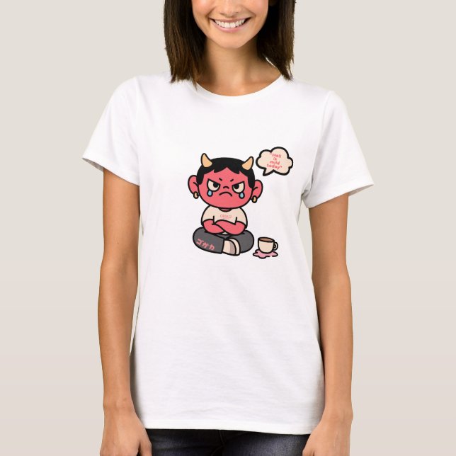Grumpy Cute Oni - "helvetet är milt idag" T Shirt (Framsida)
