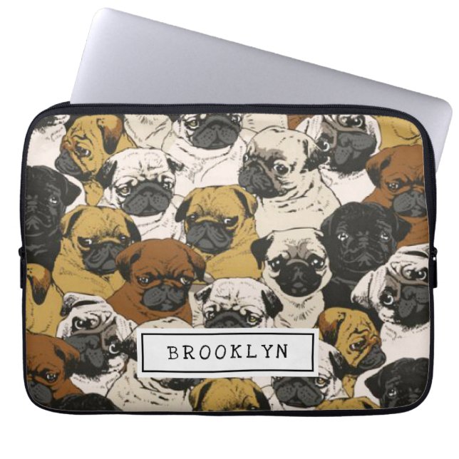 Grumpy Cute Pugs Bulldog Personlig Laptop Fodral (Framsidan)