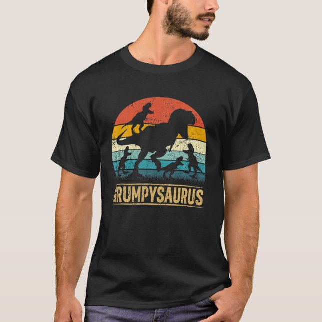 Grumpy Dinosaur T Rex Grumpysaurus 4 Kids Pappor Shirt (Framsida)