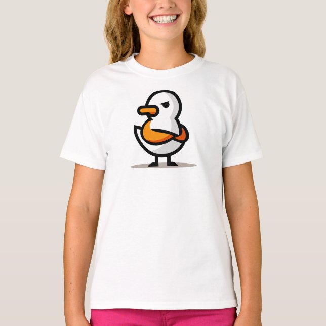 Grumpy Duck Minimalistisk Tecknad Mascot T Shirt (Framsida)