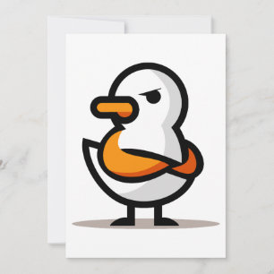 Grumpy Duck Minimalistisk Tecknad Maskot Meddelande