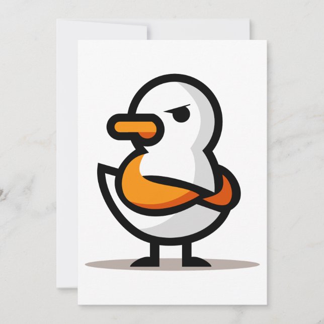 Grumpy Duck Minimalistisk Tecknad Maskot Meddelande (Framsida)