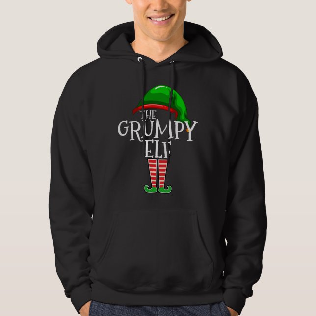 Grumpy Elf-familjen som matchar julklappen Hoodie (Framsida)