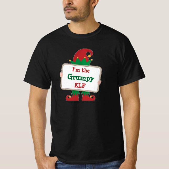 Grumpy Elf | Personlig Jul Elf T-Shirt (Framsida)