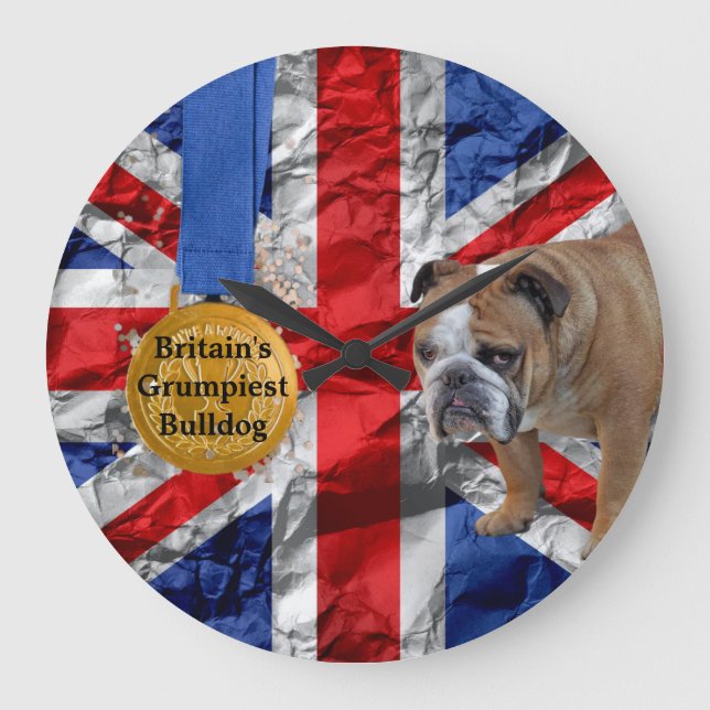 Grumpy English Bulldog Acrylic Wall Wall Clock   Stor Klocka (Framsida)