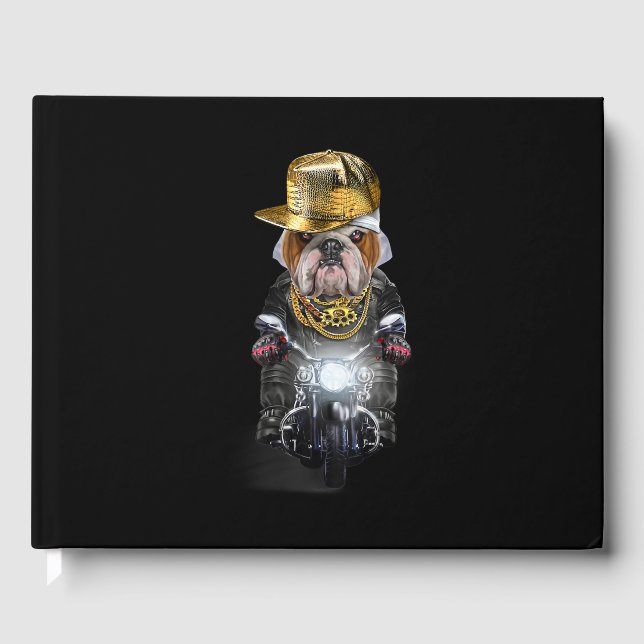 Grumpy English Bulldog bar Hip hop Cap Riding Gästböcker (Framsida)