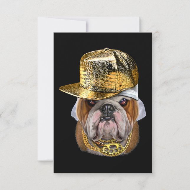 Grumpy English Bulldog bar Hip hop Rapper Inbjudningar (Framsida)